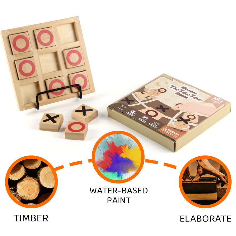 Wholesale Wooden Tic Tac Toe Battles Games Table XO Chess 3D Puzzle Board Baby Educational Toys For Children Kids Boys Girls