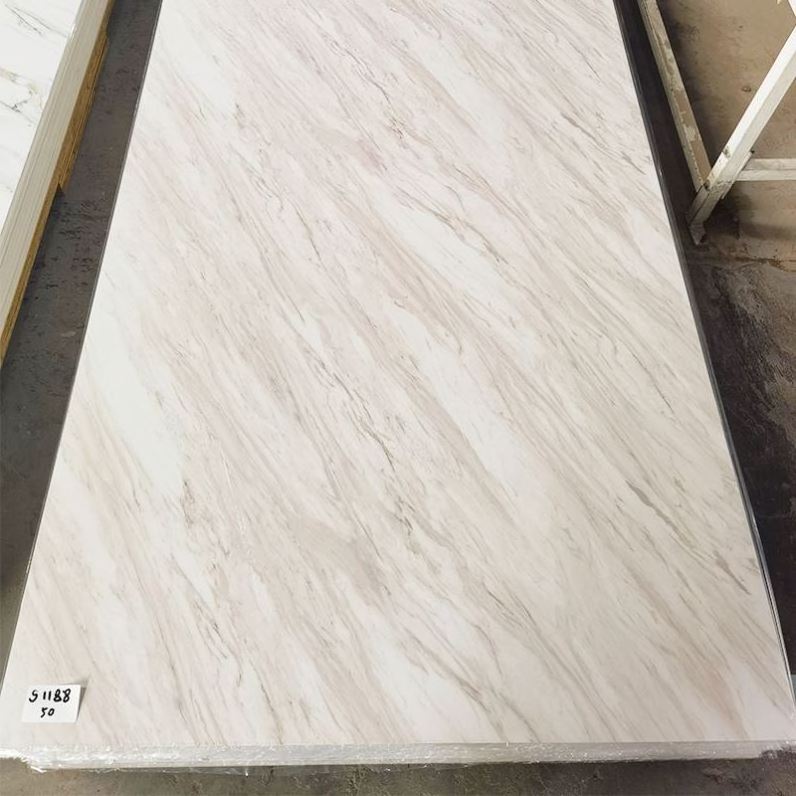 Interior Decoration Faux Marble WPC Bamboo Solid Board PVC UV Sheet Waterproof 9mm Plain Plate Indoor Background WPC Wall Panel