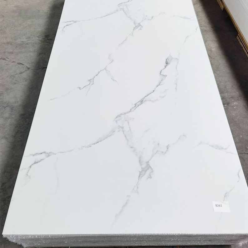 Interior Decoration Faux Marble WPC Bamboo Solid Board PVC UV Sheet Waterproof 9mm Plain Plate Indoor Background WPC Wall Panel