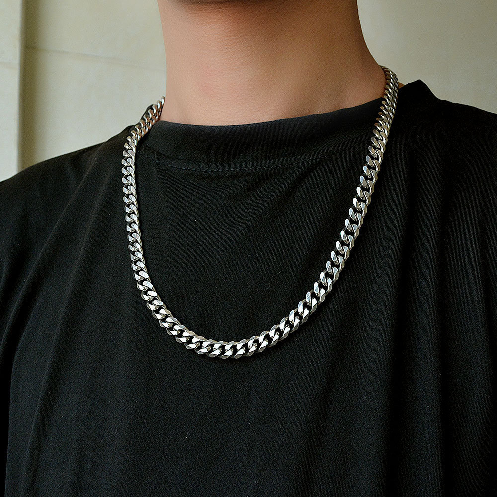 Vershal B3-350 Hip Hop Silver Cuban Chain Necklace Stainless Steel Necklace Fashion Jewelry For Men