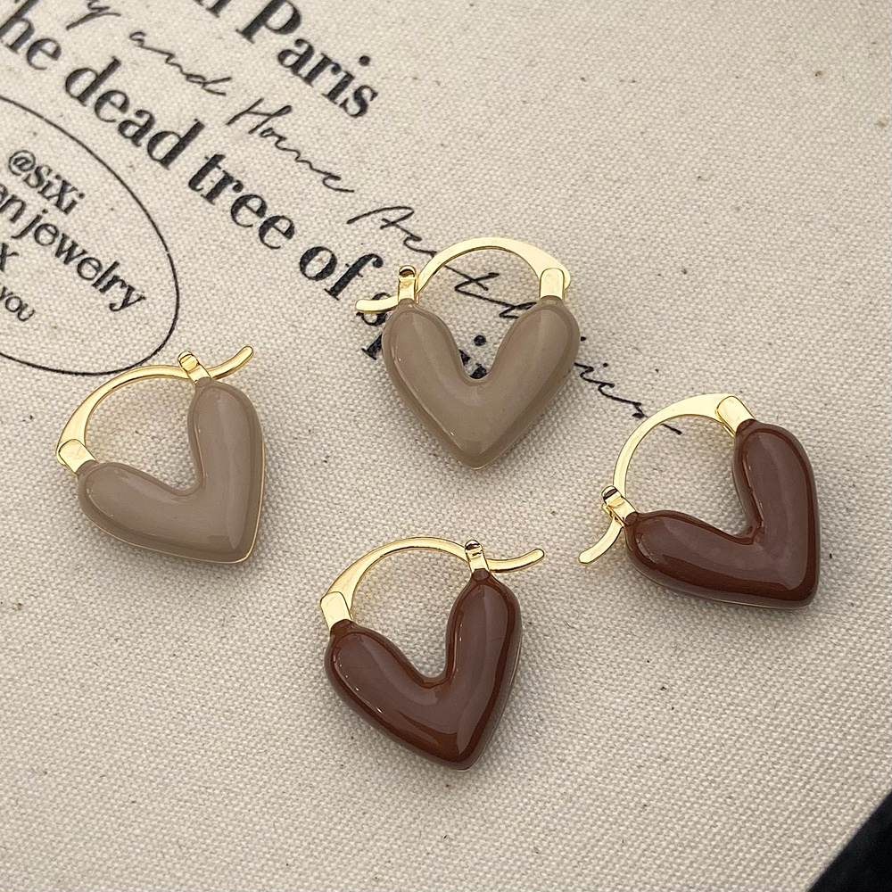 Vershal A-852 Heart Enamel Dripping Oil Hoop 18K Gold Plated Fresh Delicate Fashion Jewelry Huggie  Earrings