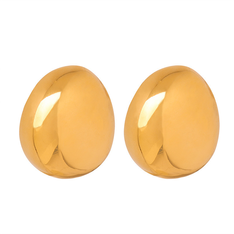 Vershal VSA-38 Stainless Steel 18K Gold Plated Hot Sale Luxury Minimalist Smooth Shining Oval Earrings