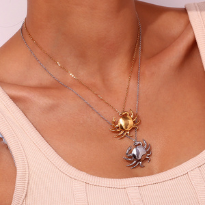 Vershal VSB537 2023 New Arrival Luxury Crab Pendant Necklace 18k Gold Plated Stainless Steel Waterproof Sweat-proof Necklace