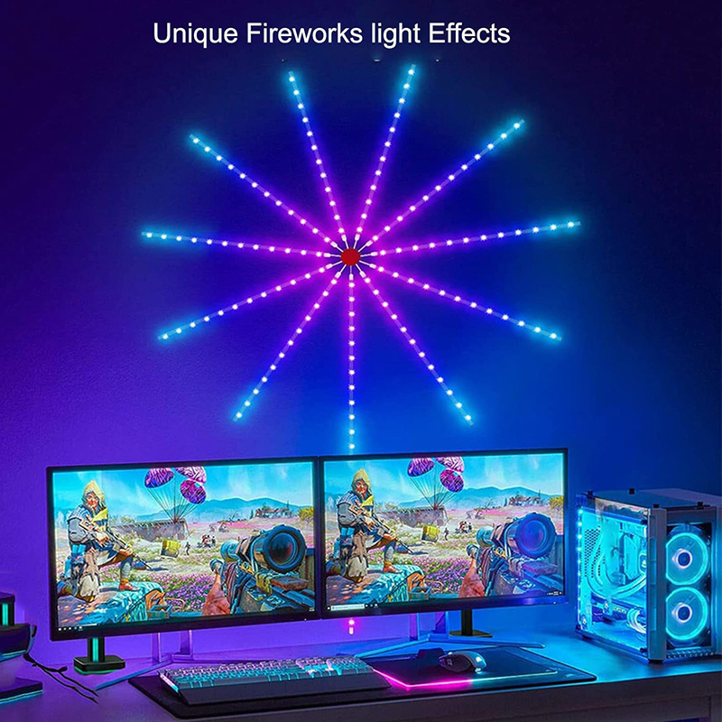 Firework LED Strip Lights Bedroom Music Sync Phone APP Remote Control Firework LED Light for Christmas Party Bar KTV