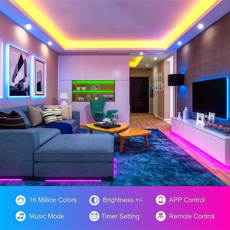 30m-5m 12v led light strip 5050 RGB smart music sync APP Bluetooth remote control room decor lights led strip lights for home