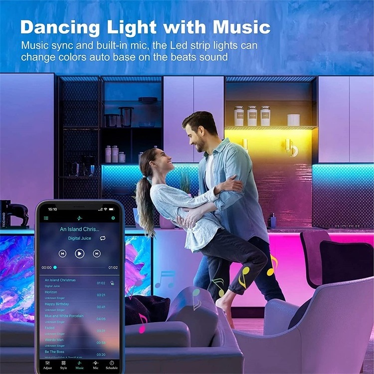 30m-5m 12v led light strip 5050 RGB smart music sync APP Bluetooth remote control room decor lights led strip lights for home