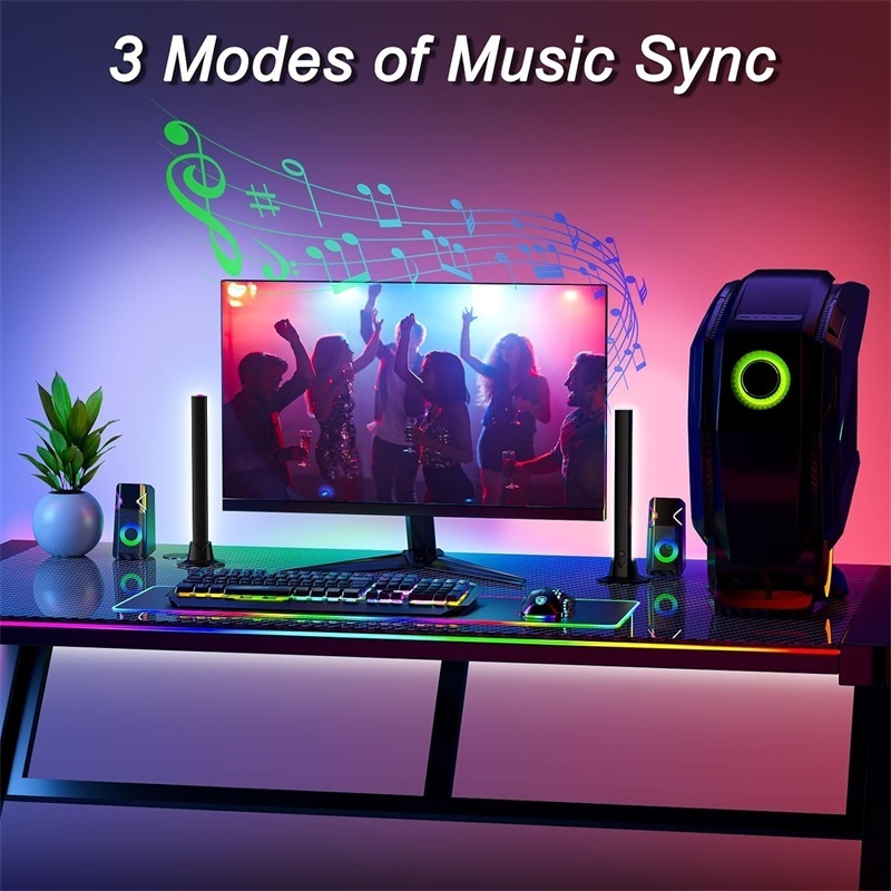 Indoor ambient backlight and music mode intelligent LED gaming light bar APP control RGB gaming ambient desk lamp