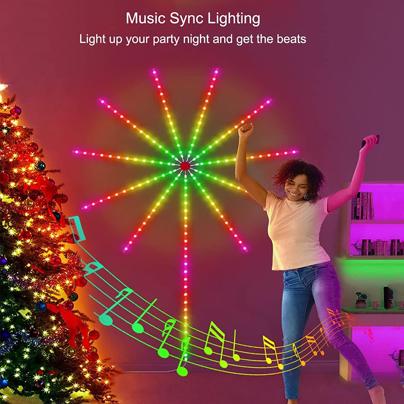 Firework LED Strip Lights Bedroom Music Sync Phone APP Remote Control Firework LED Light for Christmas Party Bar KTV