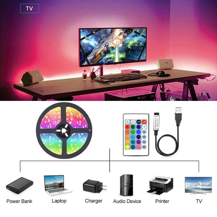 5050 RGB 5v led strip usb 10m 5m 3m 2m with remote control TV backlight home room decor led lights smart led strip light