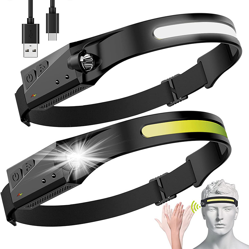 Hot Sale Outdoor Waterproof High Power 10W Headlamp Flashlight 350 Lumen COB Flood Head Lights USB Charging LED Headlamps