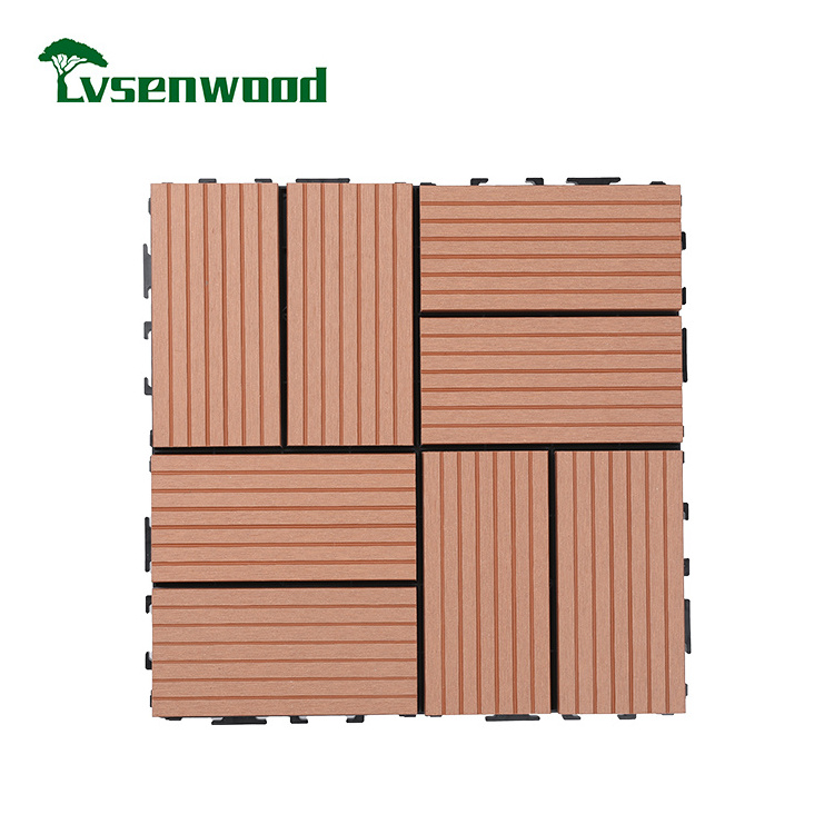 100% Recycling Wpc Decking Tile 30X30 Deep Embossing Decking Wpc Outdoor Flooring