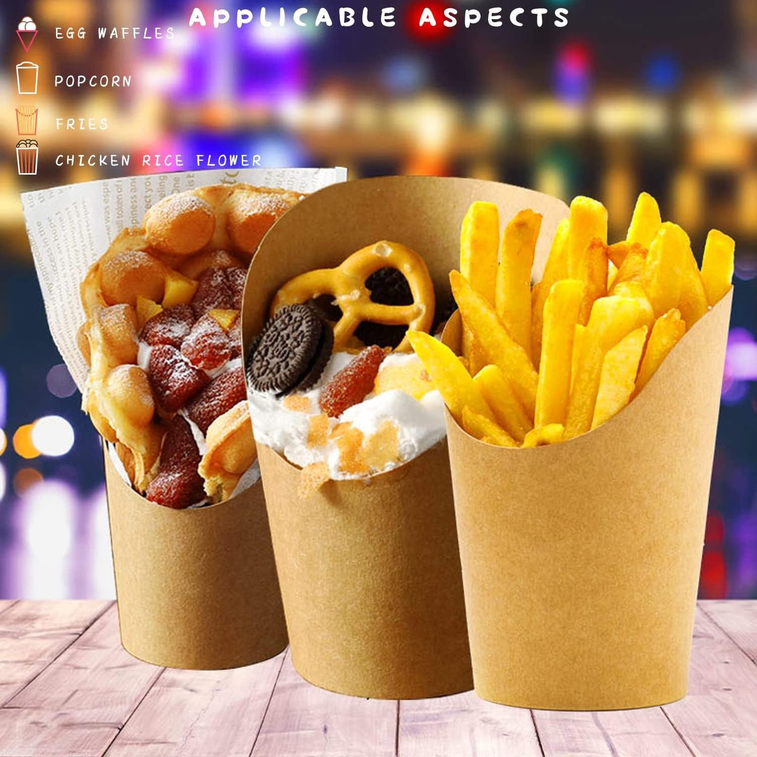 Disposable Food Grade Potato Chip Kraft Paper French Fries Box with Condiments and Packaging French Fries Paper Cone Holders