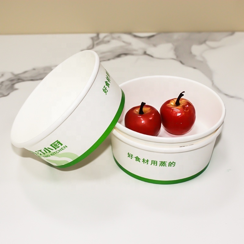 Hot selling paper plate & bowl high quality food grade white kraft paper salad bowl with cover lid