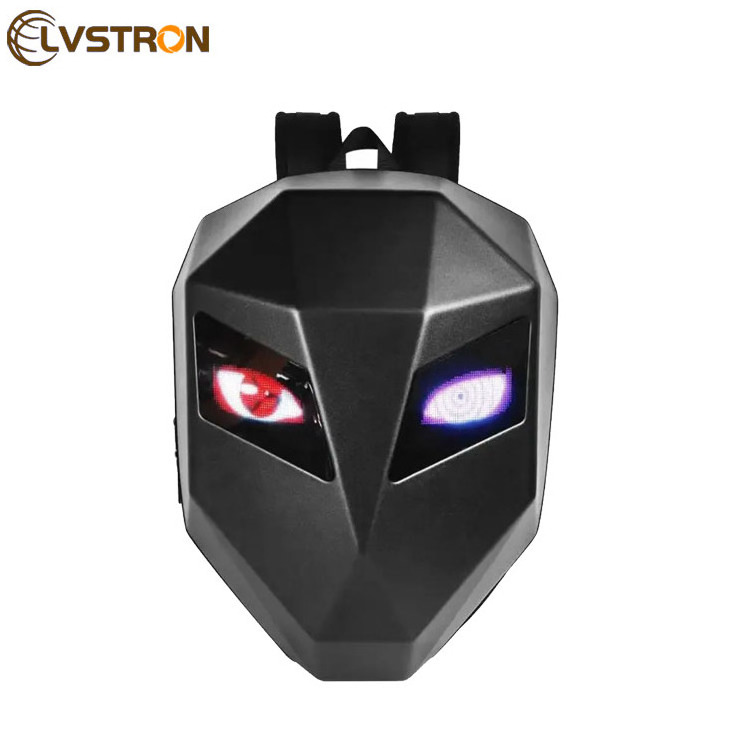 hot fashion Black LED Knight Bag Waterproof Hard Shell Motorcycle Bag For Men DIY Display Eyes LED Backpack