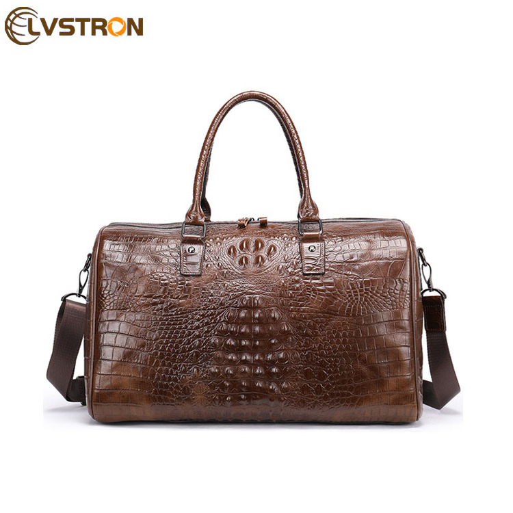 Hand Made New design men duffel bag large crocodile leather travel luggage custom duffle bags with logo