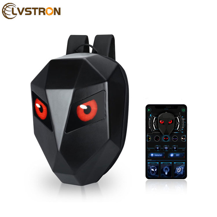 Hot sale LED Backpack Waterproof Hard Shell cool mask eyes motorcycle Riding knight black led screen display backpack for man