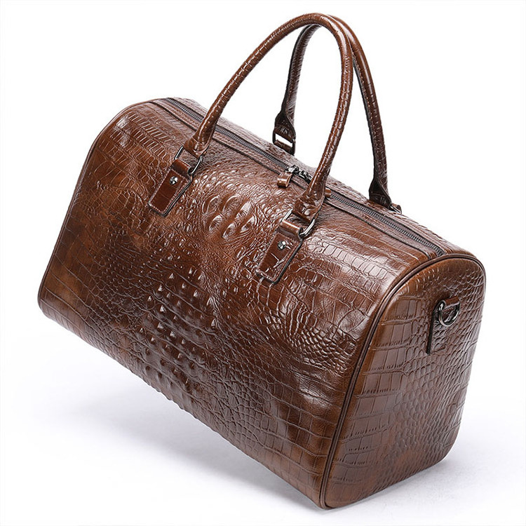 Hand Made New design men duffel bag large crocodile leather travel luggage custom duffle bags with logo