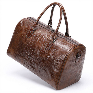 Hand Made New design men duffel bag large crocodile leather travel luggage custom duffle bags with logo