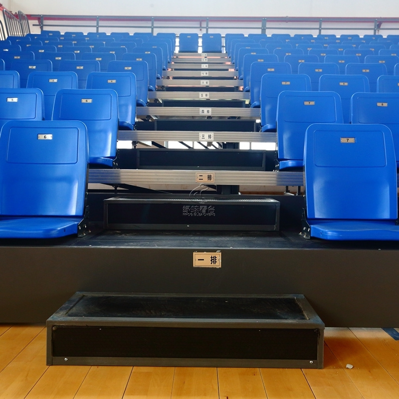 Factory Price Indoor stadium telescopic seat with non-armrest telescopic bleacher retractable gym bleachers