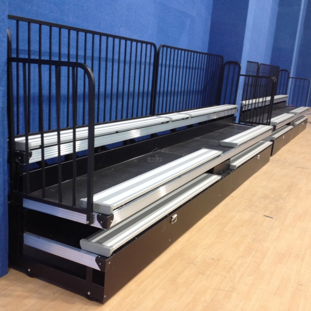 Indoor Gym Aluminum Long Bench Seat Stadium Seating Basketball court grandstand Telescopic Retractable Bleachers