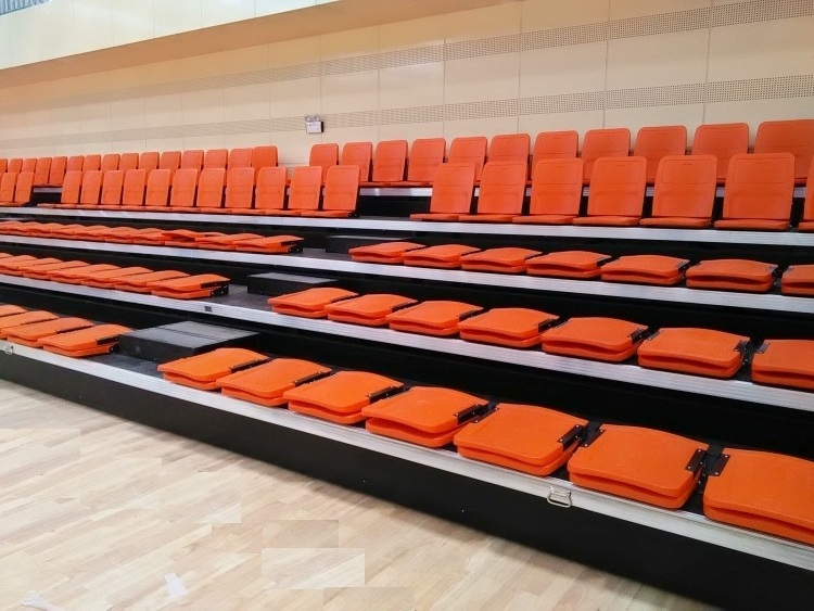 Factory Price Indoor stadium telescopic foldable seats with non-armrest telescopic bleacher retractable gym bleachers