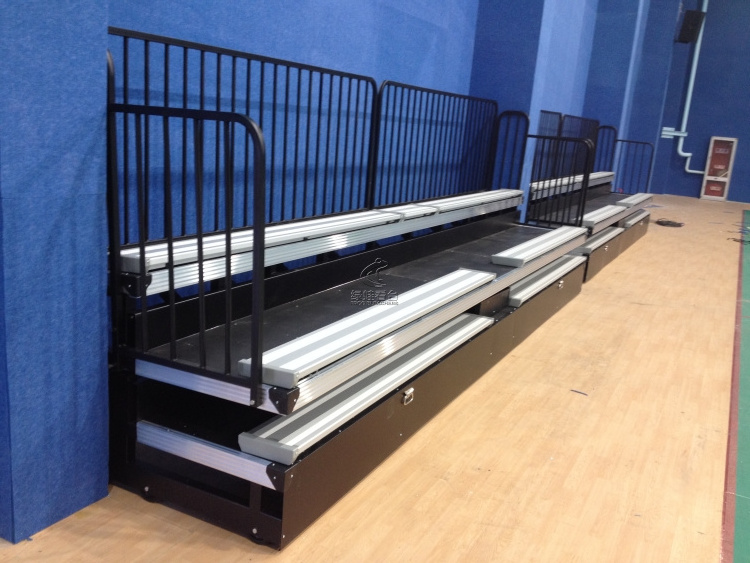 Indoor Gym Aluminum Long Bench Seat Stadium Seating Basketball court grandstand Telescopic Retractable Bleachers