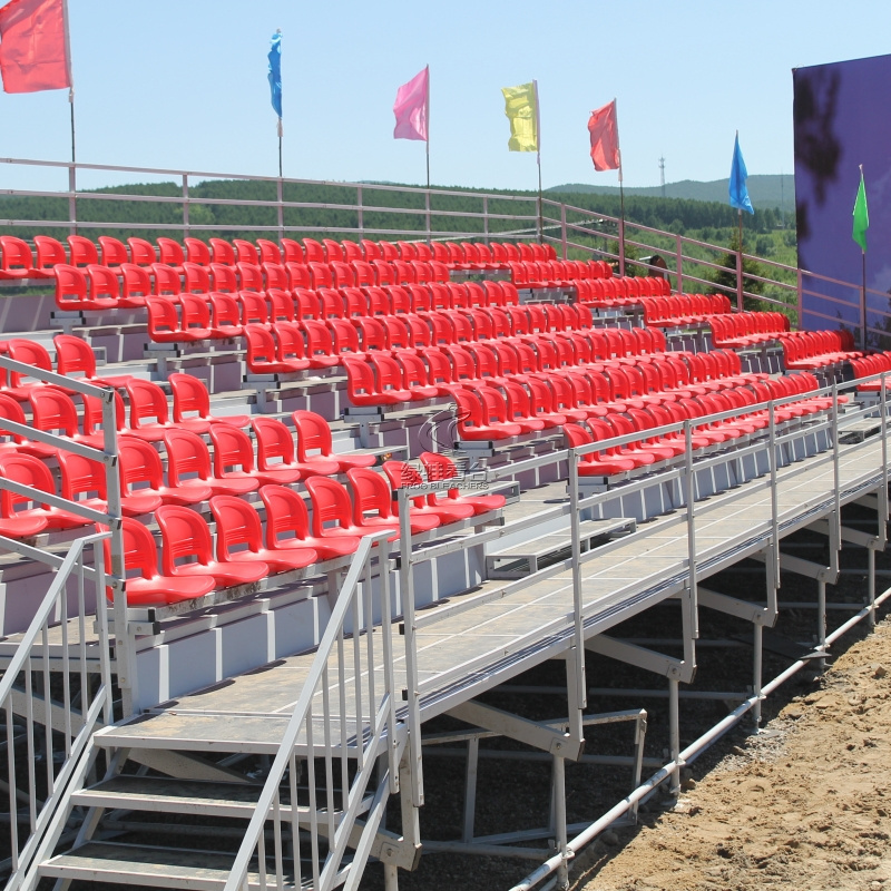 Outdoor Stadium Dismountable Sports Grandstand Metal Bleachers Stand With Plastic Seats For Sports Events