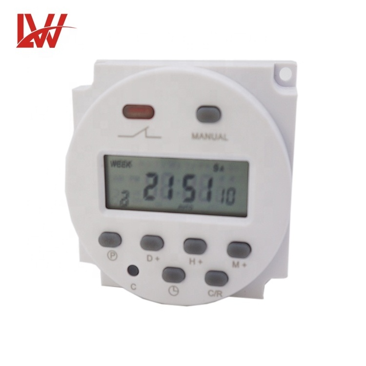 Weekly programmable timer, Din Rail and unlock instruction,  LCD display , AC type