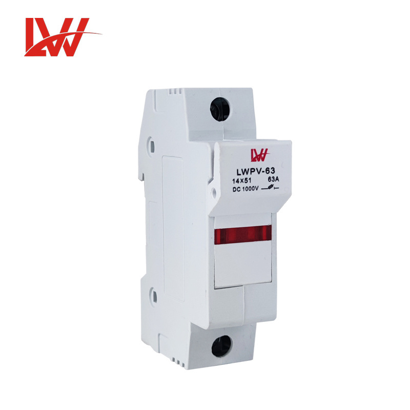 LWPV-63 1P DC 1000V  25A 32A Din Rail Mount  Fuse Holder With Indicator For Cylindrical Fuses