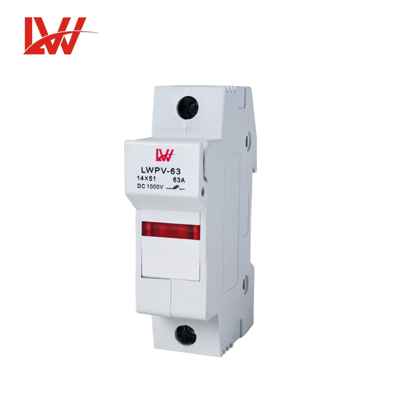 LWPV-63 1P DC 1000V  25A 32A Din Rail Mount  Fuse Holder With Indicator For Cylindrical Fuses