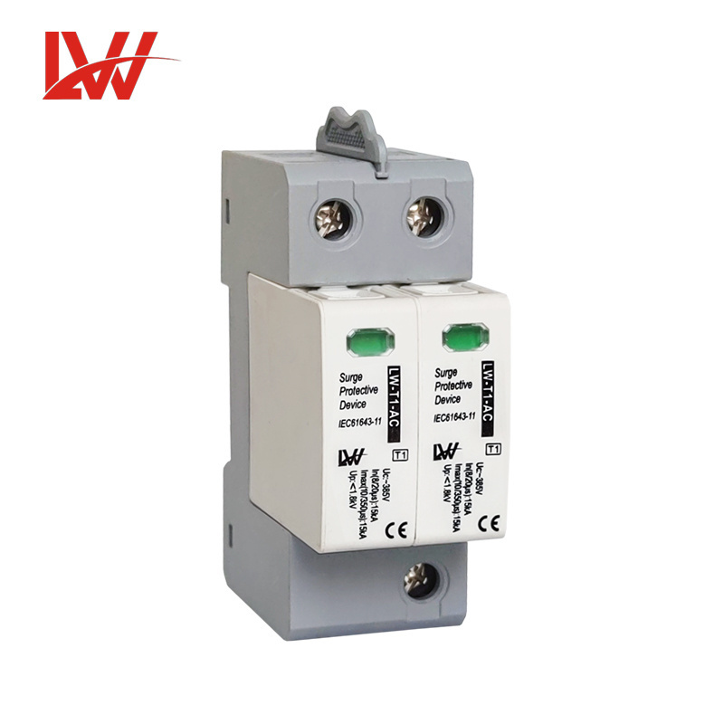 AC SPD Lightning Arrester  T1  2P 385V Power Surge Protective Device for Home Power System