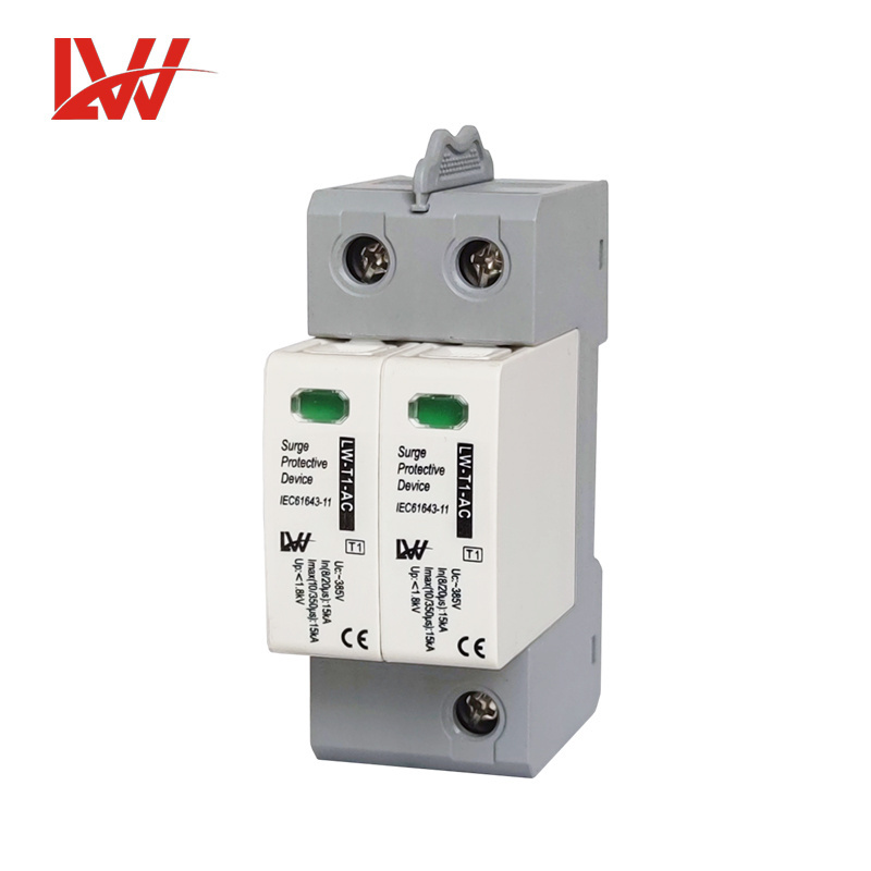 AC SPD Lightning Arrester  T1  2P 385V Power Surge Protective Device for Home Power System