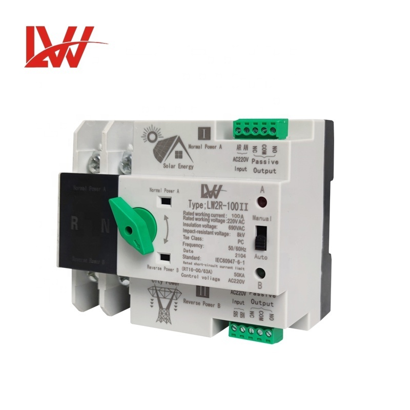 ATS Din Rail Dual Power Automatic Transfer Switch for solar 4P 100A