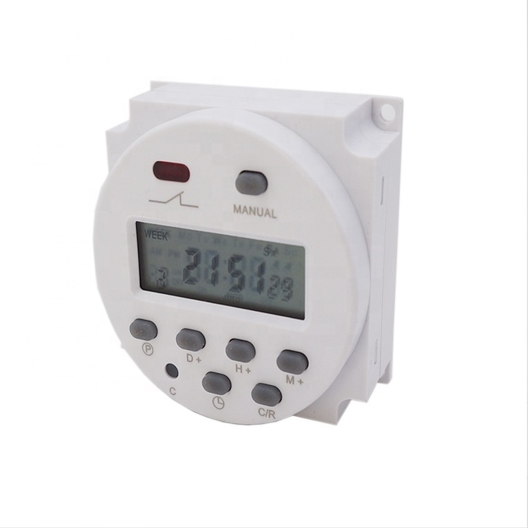 Weekly programmable timer, Din Rail and unlock instruction,  LCD display , AC type