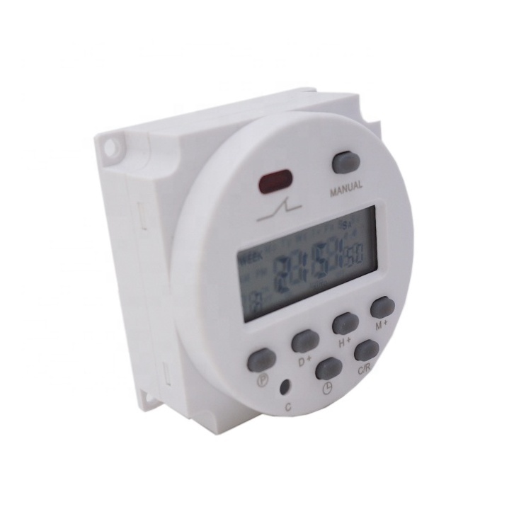 Weekly programmable timer, Din Rail and unlock instruction,  LCD display , AC type