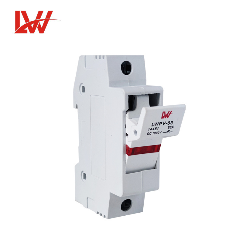 LWPV-63 1P DC 1000V  25A 32A Din Rail Mount  Fuse Holder With Indicator For Cylindrical Fuses