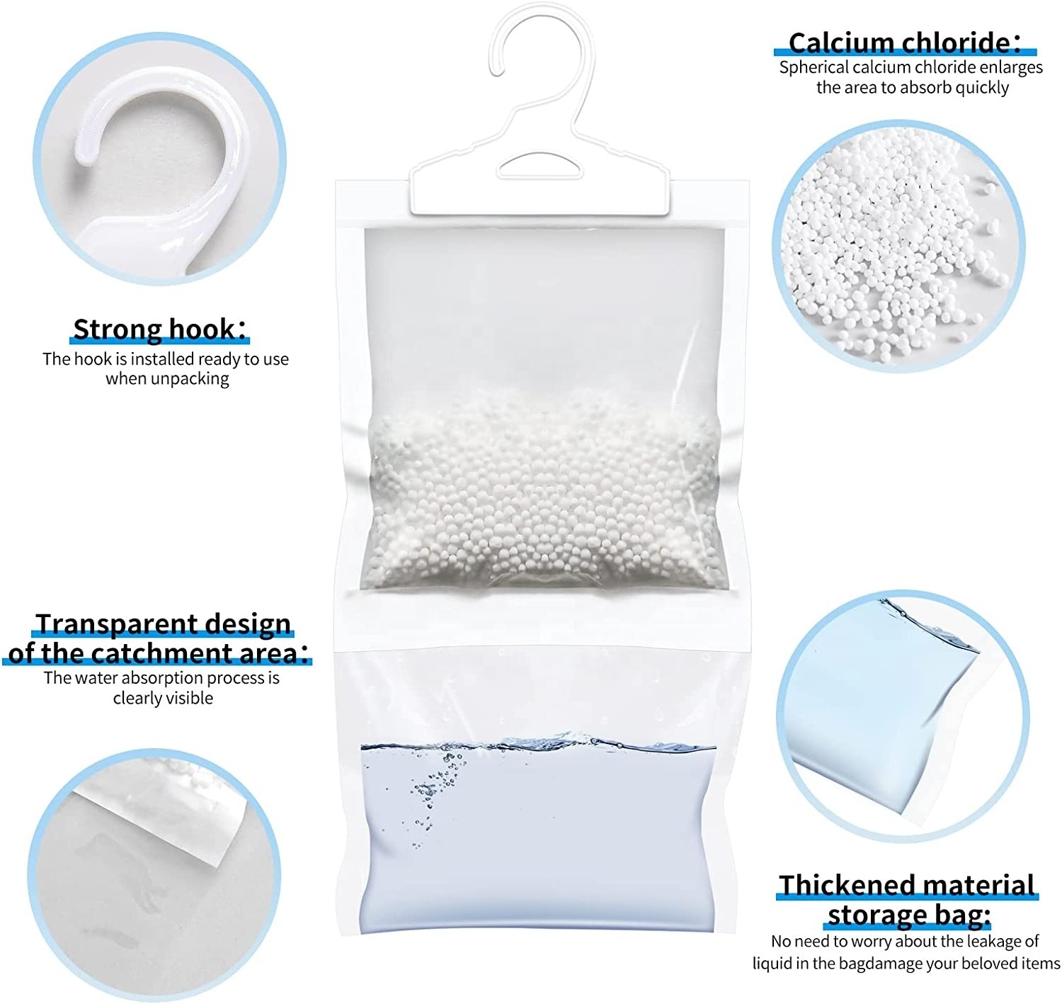 Hanging Moisture Absorber and Odor Eliminator Fragrance Free Moisture Absorbers for Rooms