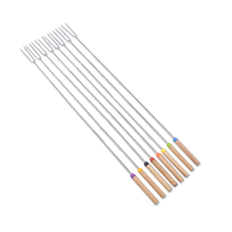 Wholesale 32 Inch Long Marshmallow Roasting Sticks Wooden Handle Smores Skewers Telescoping Forks For Hot Dog Campfire BBQ Tools