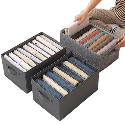 Foldable Compartment Jeans Storage Box Closet Wardrobe Clothes 7 Grids Divider Drawer Underwear Organizer