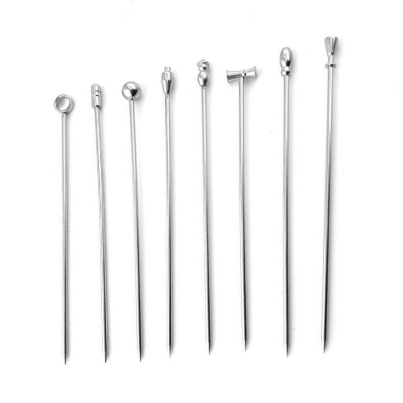 Wholesale Bar Tool Reusable Metal Cocktail Skewers Cocktail Picks Stick Stainless Steel Cocktail Picks Olive Martini Picks