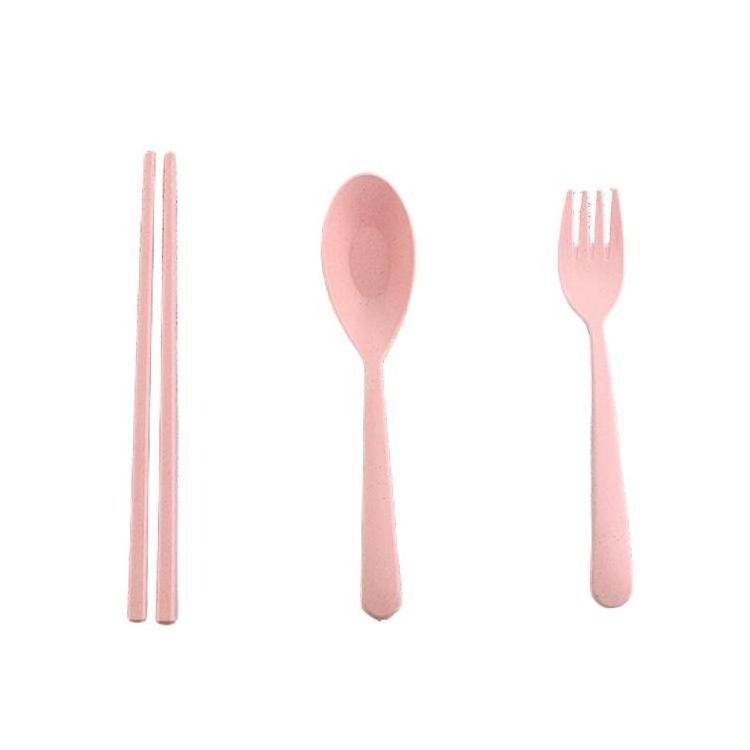 Eco Friendly Fork Spoon Chopsticks Reusable Wheat Straw Tableware Flatware Set Portable Travel Utensils Cutlery Set