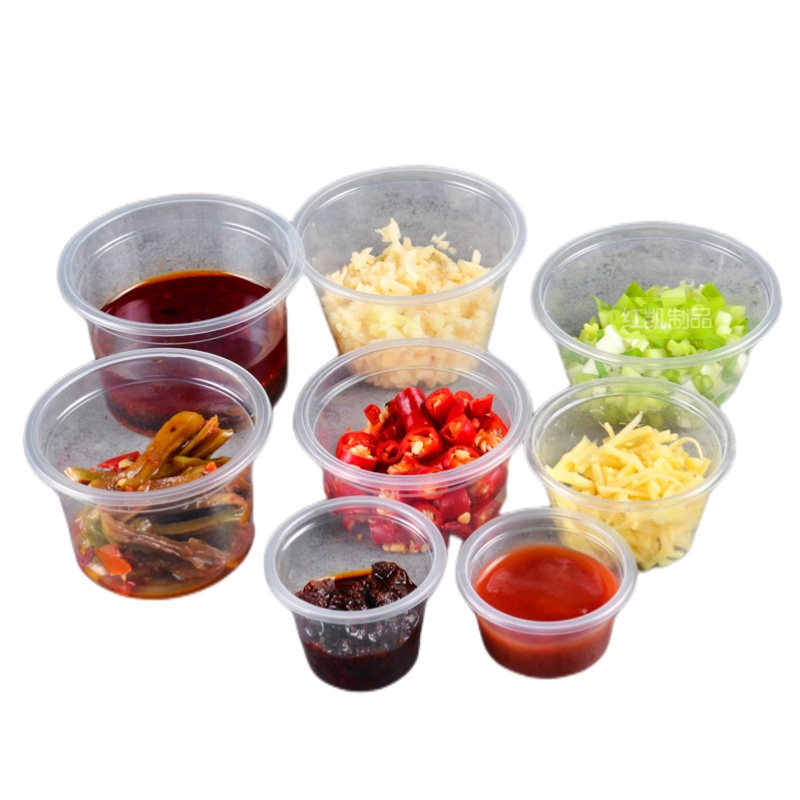 Disposable Clear Plastic Small Jello Shot Cups Takeaway Portion Salad Dressing Sauces Liquid Dips Condiment Containers with Lid