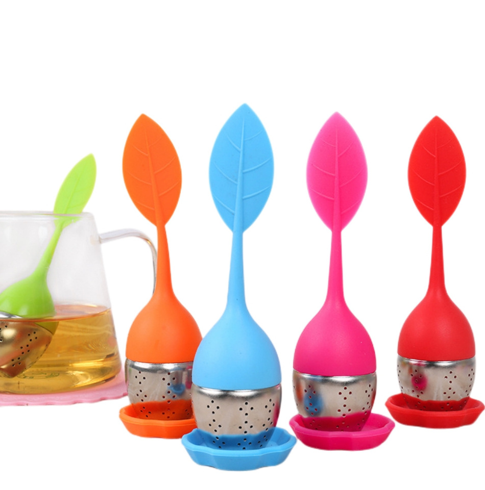 Wholesale Leaf Shape BPA Free Silicone Loose Tea Infuser Strainer Steeper Stainless Steel Tea Ball For Loose Leaf Or Herbal Tea