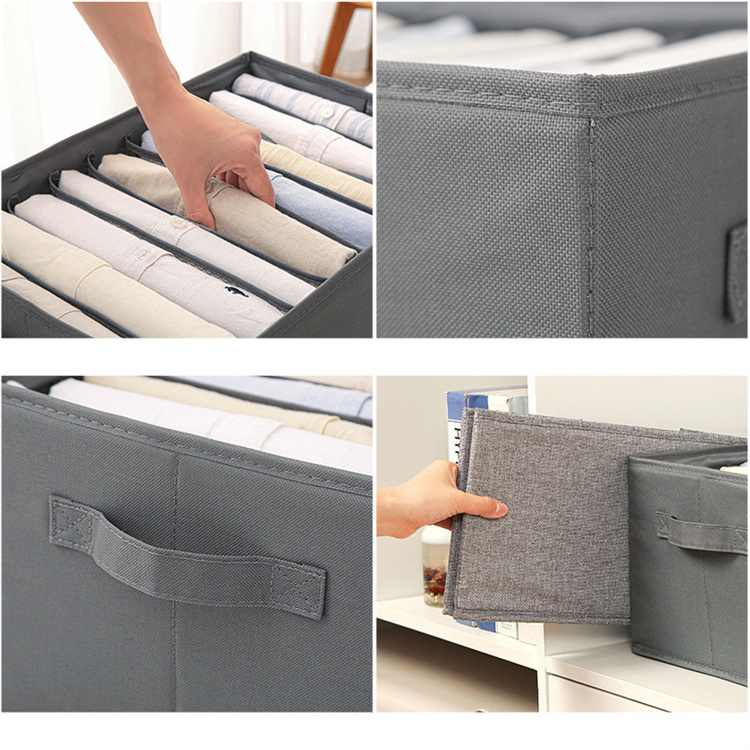 Foldable Compartment Jeans Storage Box Closet Wardrobe Clothes 7 Grids Divider Drawer Underwear Organizer