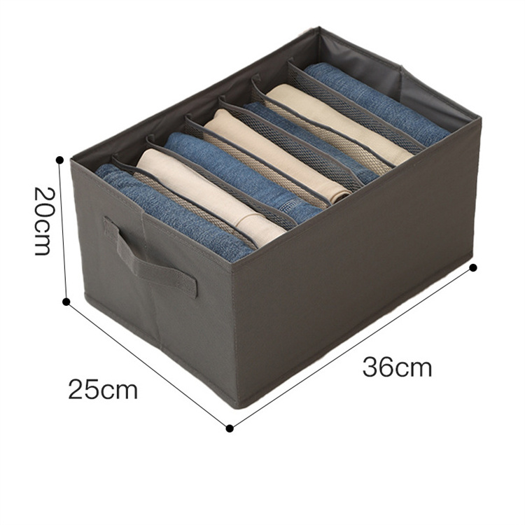 Foldable Compartment Jeans Storage Box Closet Wardrobe Clothes 7 Grids Divider Drawer Underwear Organizer