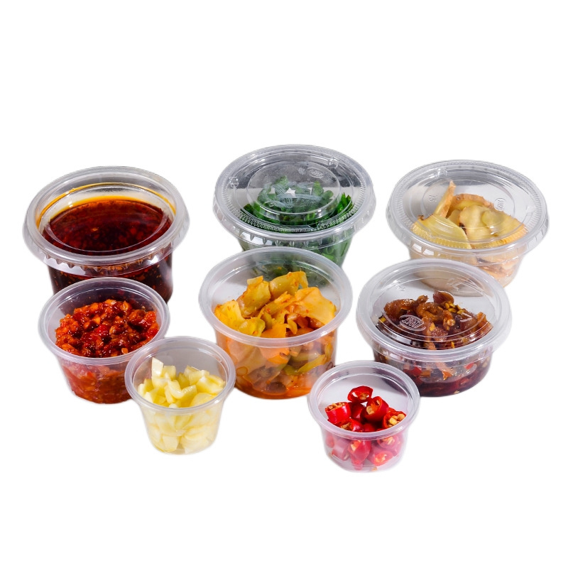 Disposable Clear Plastic Small Jello Shot Cups Takeaway Portion Salad Dressing Sauces Liquid Dips Condiment Containers with Lid