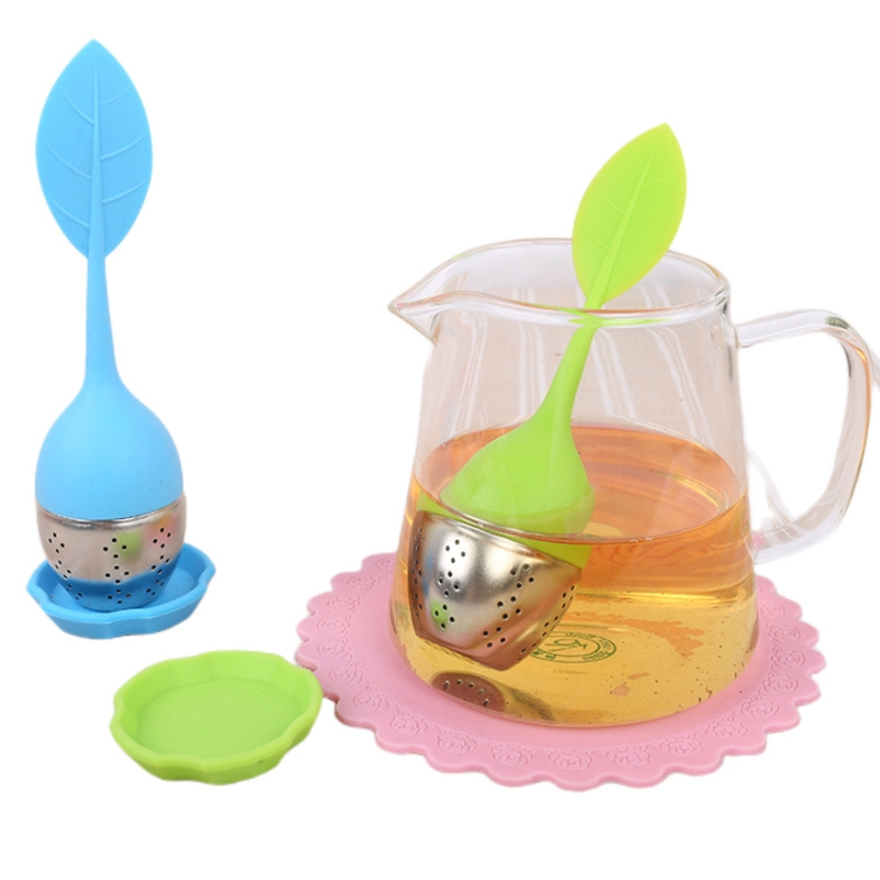 Wholesale Leaf Shape BPA Free Silicone Loose Tea Infuser Strainer Steeper Stainless Steel Tea Ball For Loose Leaf Or Herbal Tea