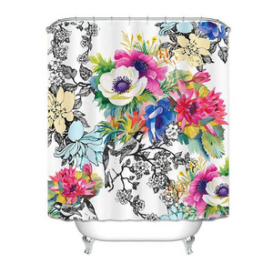 Flower House Decor Collection Multi-Layered Pattern Print Polyester Custom Shower Curtain For Home Bathroom Hotel