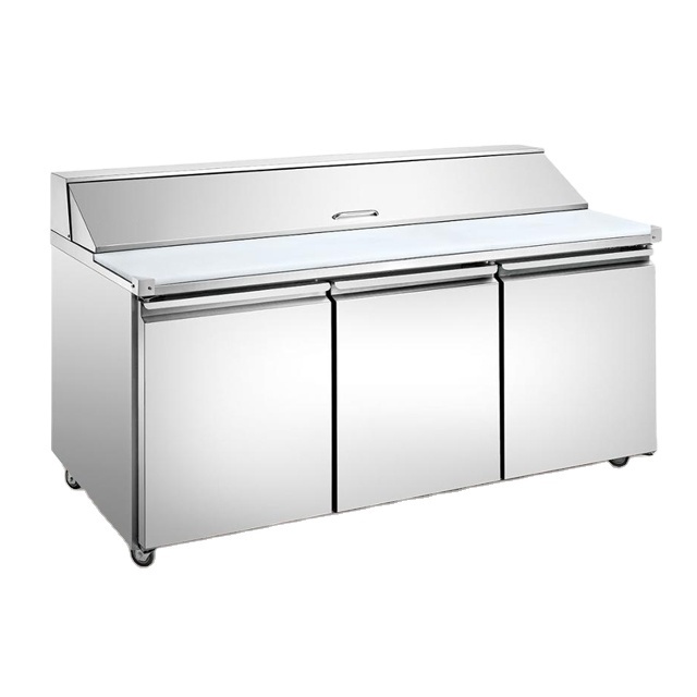 Refrigerated pizza sandwich prep salad bar refrigerator work table under counter top fridge chiller undercounter freezer