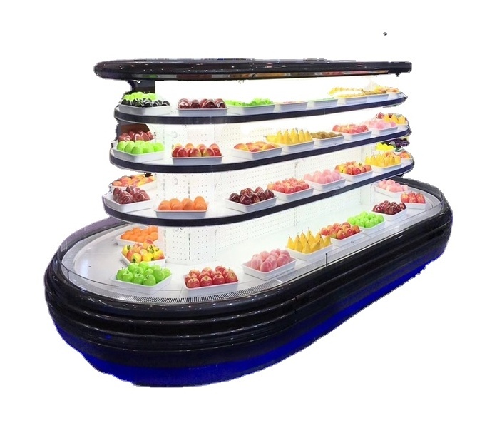 Round Open Display Fridge Supermarket Multideck Commercial Refrigerator For Vegetables and Fruits